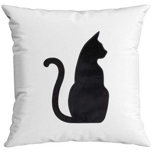 Almofada Ludic Belchior Branca com Bordado Gato 43X43cm
