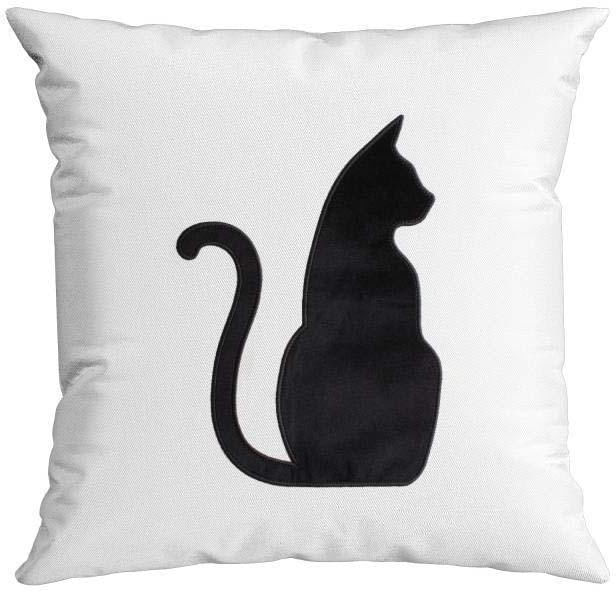 Almofada Ludic Belchior Branca com Bordado Gato 43X43cm