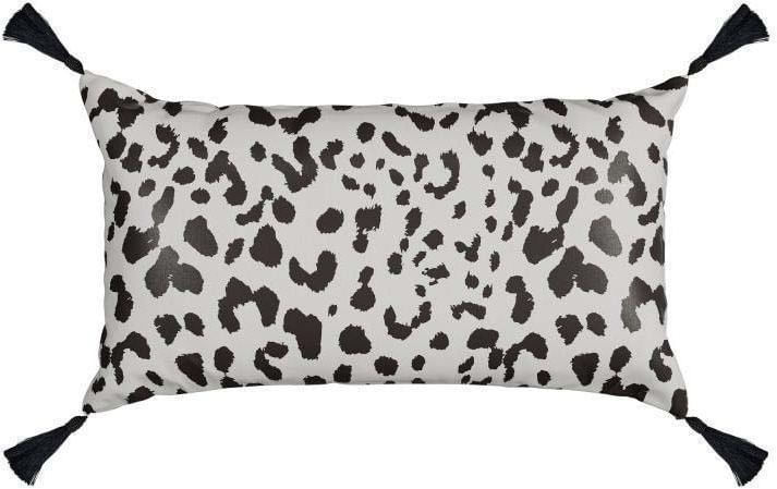 Almofada Silk Home Belchior Com Pingente Branca e Preta 28x48cm