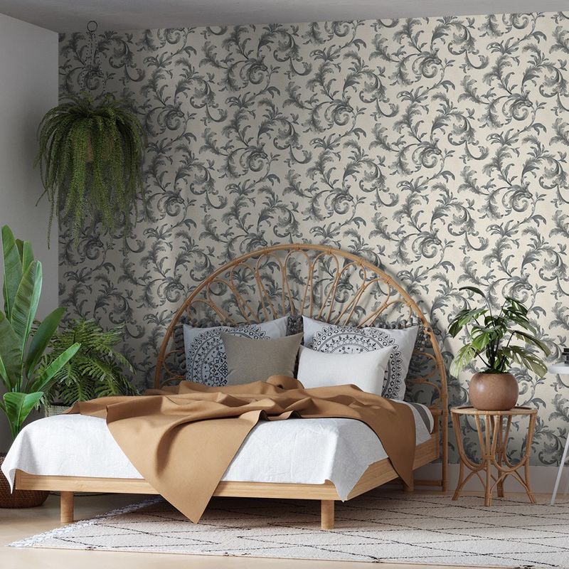 Papel-de-Parede-Bobinex-1041-Arabesco-Nouveau-Preto-e-Bege