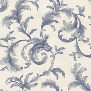 Papel de Parede Bobinex 1043 Arabesco Nouveau Azul e Bege