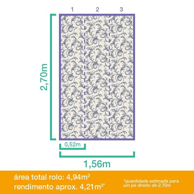 Papel-de-Parede-Bobinex-1043-Arabesco-Nouveau-Azul-e-Bege
