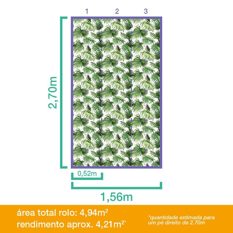 Papel-de-Parede-Bobinex-1554-Paisagem-Tropical-Verde-e-Branco