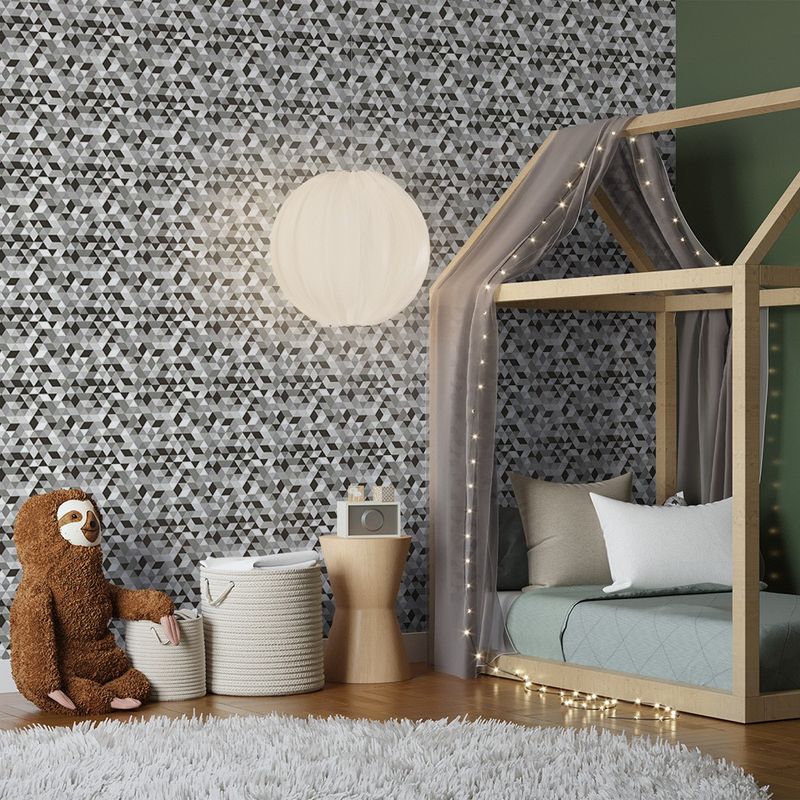 Papel-de-Parede-Bobinex-2408-Mosaico-Triangulos-Preto-e-Azul