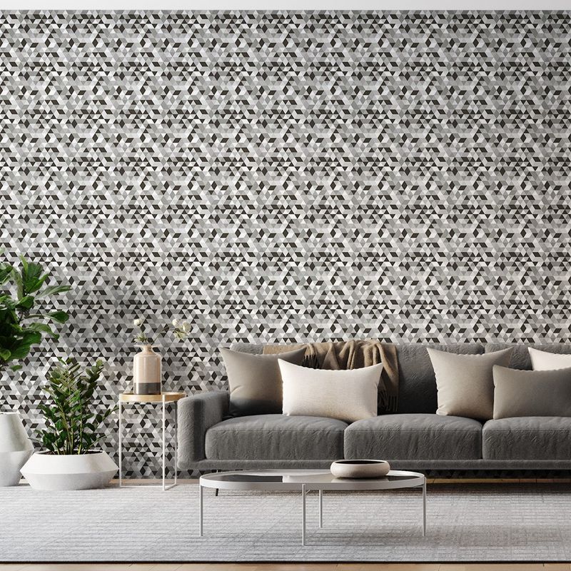 Papel-de-Parede-Bobinex-2408-Mosaico-Triangulos-Preto-e-Azul