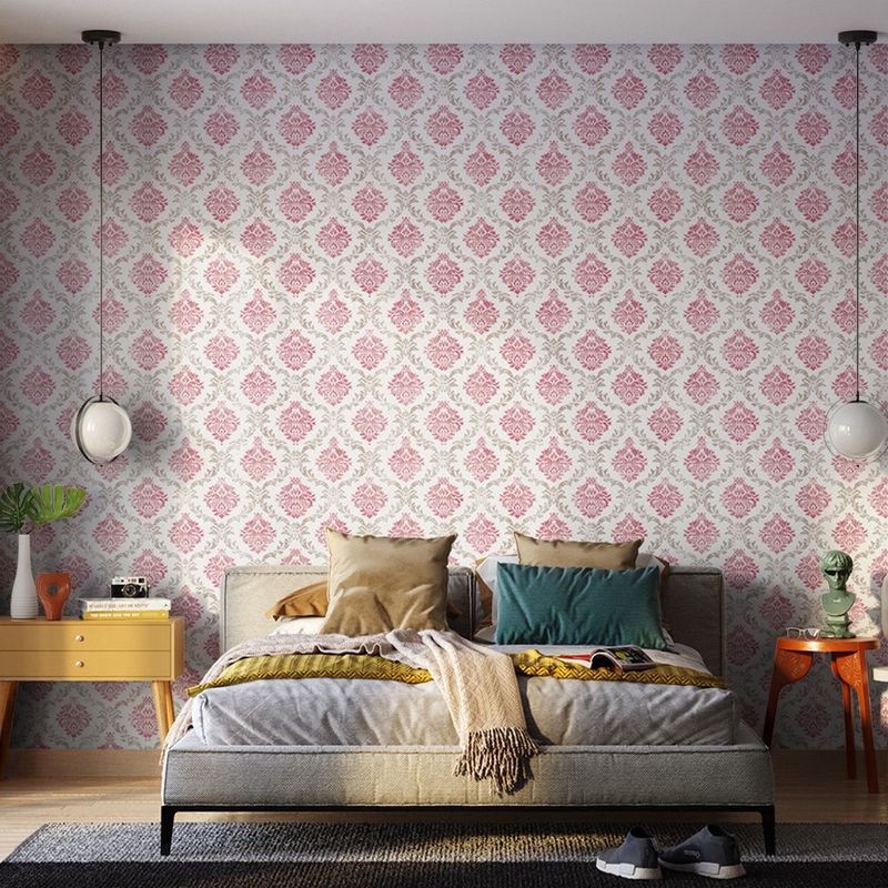 Papel-de-Parede-Bobinex-2422-Floral-Do-Tempo-Vermelho-e-Marrom