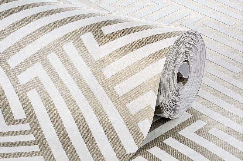Papel-de-Parede-Bobinex-3511-Relevo-Ranhura-Bege-e-Marrom