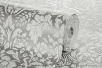 Papel-de-Parede-Bobinex-6917-Arabesco-Metalizado-Cinza-e-Branco