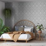 Papel-de-Parede-Bobinex-6917-Arabesco-Metalizado-Cinza-e-Branco