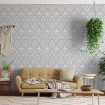 Papel-de-Parede-Bobinex-6917-Arabesco-Metalizado-Cinza-e-Branco