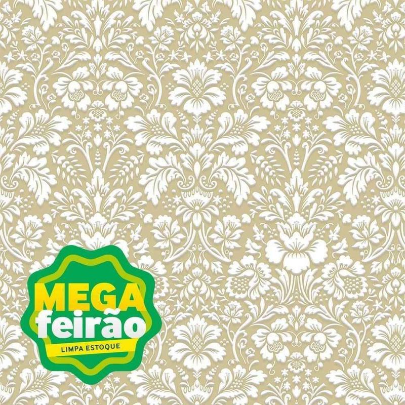 Papel-de-Parede-Bobinex-6918-Arabesco-Metalizado-Mostarda-e-Branco