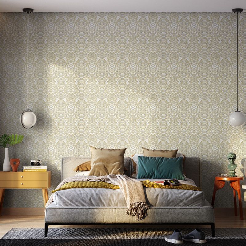 Papel-de-Parede-Bobinex-6918-Arabesco-Metalizado-Mostarda-e-Branco