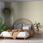 Papel-de-Parede-Bobinex-6918-Arabesco-Metalizado-Mostarda-e-Branco
