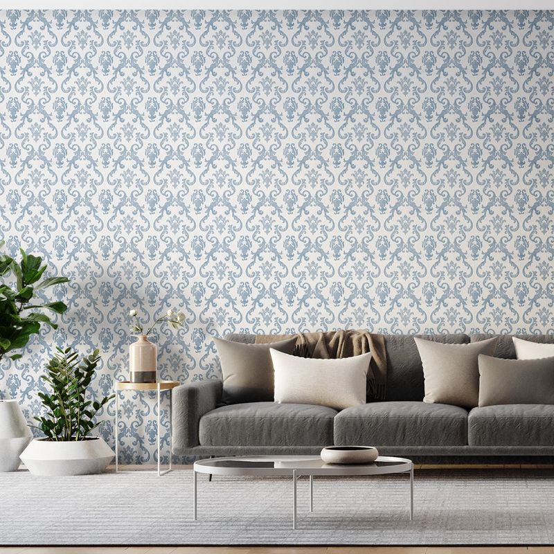 Papel-de-Parede-Bobinex-7321-Damask-Real-Azul-e-Branco