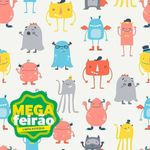 Papel-de-Parede-Bobinex-7429-Monstrinhos-Vermelho-e-Cinza