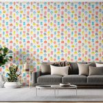 Papel-de-Parede-Bobinex-7429-Monstrinhos-Vermelho-e-Cinza