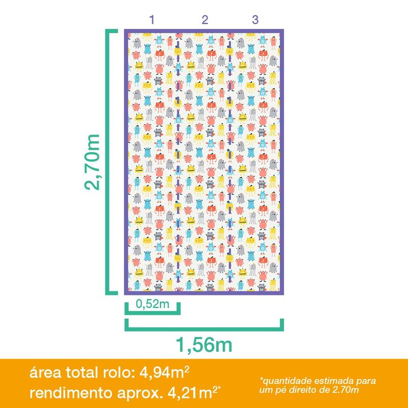 Papel-de-Parede-Bobinex-7429-Monstrinhos-Vermelho-e-Cinza