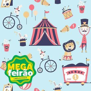 Papel de Parede Bobinex 7435 Circo Vetor Vermelho e Amarelo
