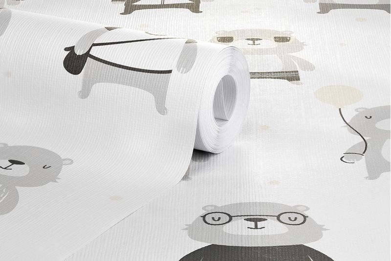 Papel de Parede Bobinex 7436 Urso O Personagem Cinza e Preto
