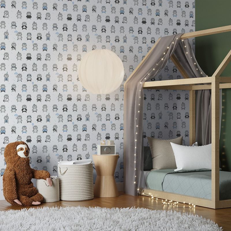 Papel-de-Parede-Bobinex-7437-Urso-O-Personagem-Cinza-e-Azul