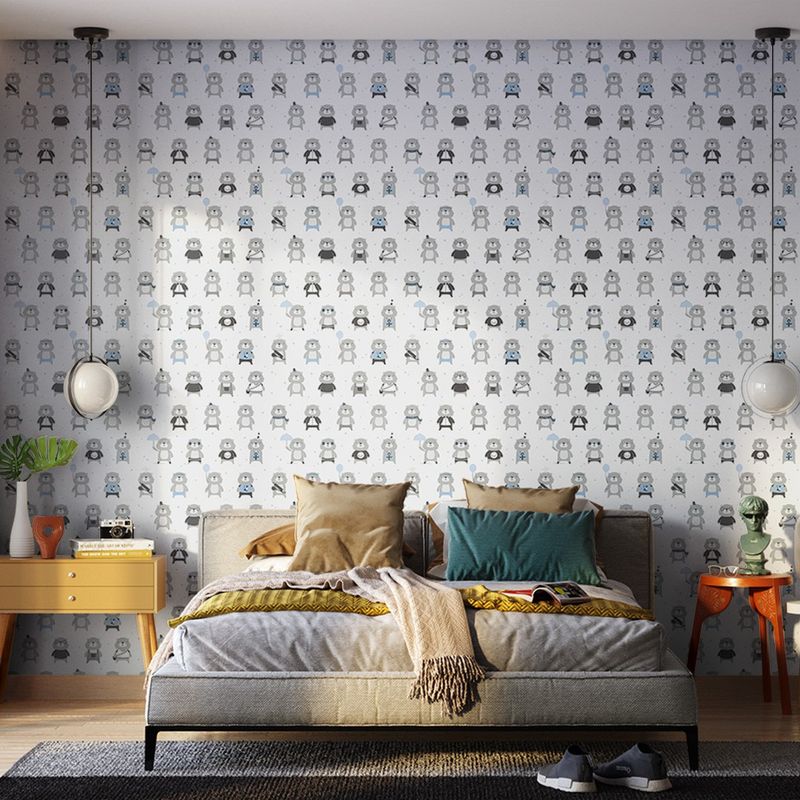Papel-de-Parede-Bobinex-7437-Urso-O-Personagem-Cinza-e-Azul