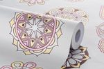Papel-de-Parede-Bobinex-7451-Mandala-Cinza-e-Rosa