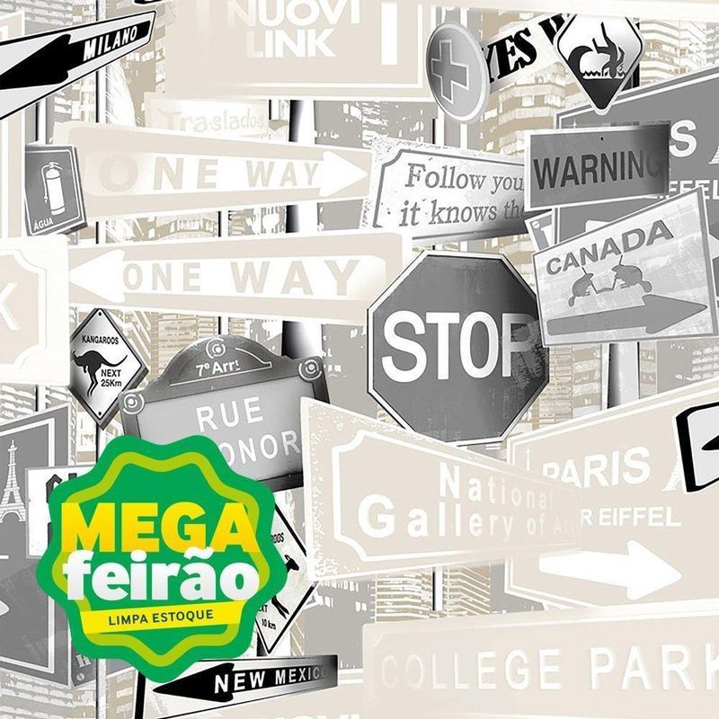 Papel-de-Parede-Bobinex-7459-Placas-Urbano-Bege-e-Cinza