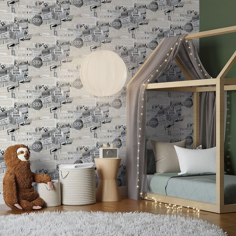 Papel-de-Parede-Bobinex-7459-Placas-Urbano-Bege-e-Cinza
