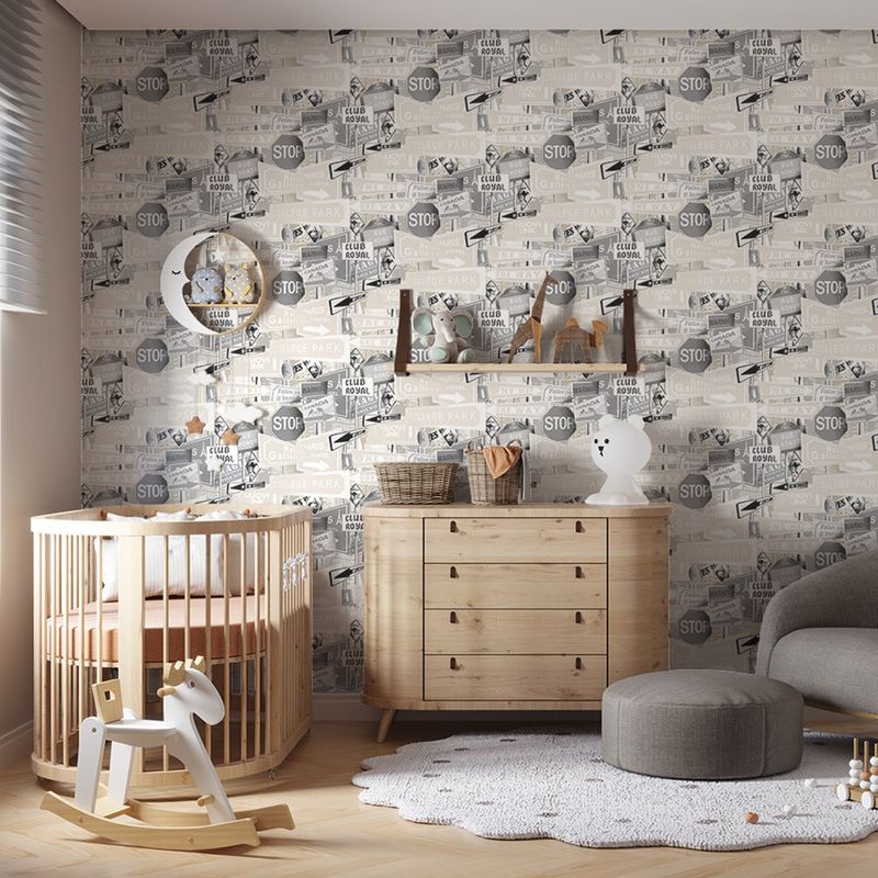 Papel-de-Parede-Bobinex-7459-Placas-Urbano-Bege-e-Cinza