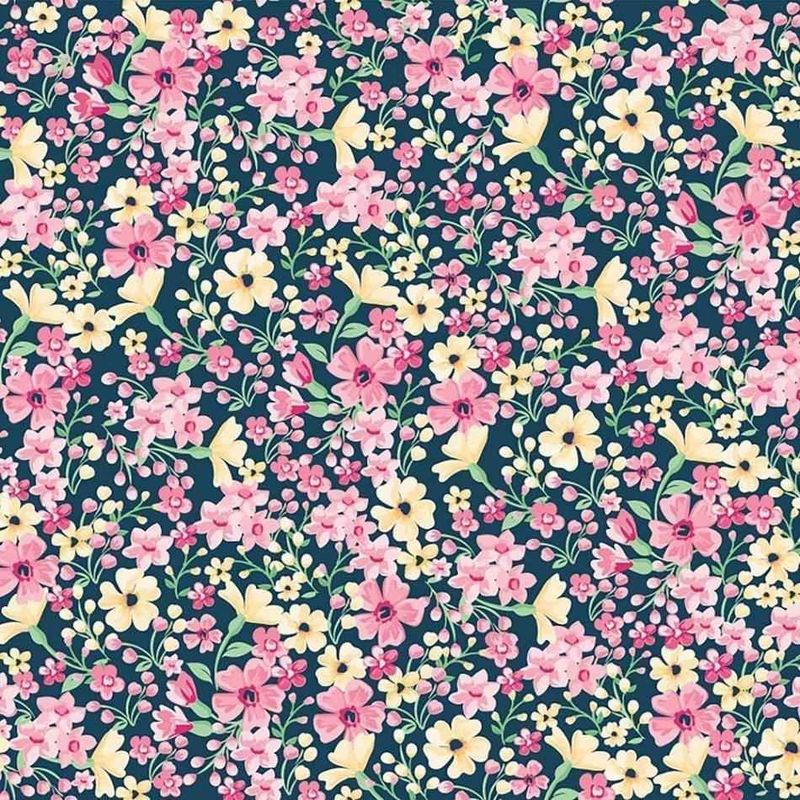 Papel-de-Parede-Bobinex-7482-Classico-Moderno-Floral-Preto-e-Rosa