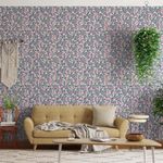 Papel-de-Parede-Bobinex-7482-Classico-Moderno-Floral-Preto-e-Rosa