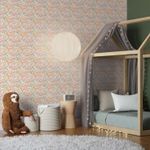 Papel-de-Parede-Bobinex-7486-Mosaico-Triangulos-Laranja-e-Rosa
