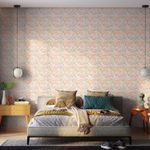 Papel-de-Parede-Bobinex-7486-Mosaico-Triangulos-Laranja-e-Rosa