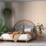 Papel-de-Parede-Bobinex-7486-Mosaico-Triangulos-Laranja-e-Rosa