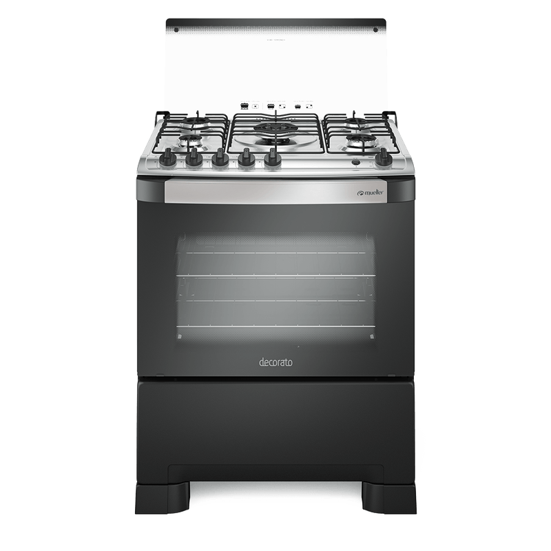 FOGAO-A-GAS-DE-PISO-5-BOCAS-MUELLER-DECORATO-G3-PRETO-FOSCO-BIVOLT