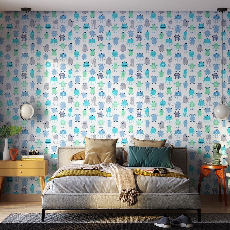 PAPEL-DE-PAREDE-BOBINEX-7428-MONSTRINHOS-VERDE-AZUL