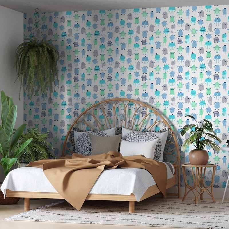 PAPEL-DE-PAREDE-BOBINEX-7428-MONSTRINHOS-VERDE-AZUL