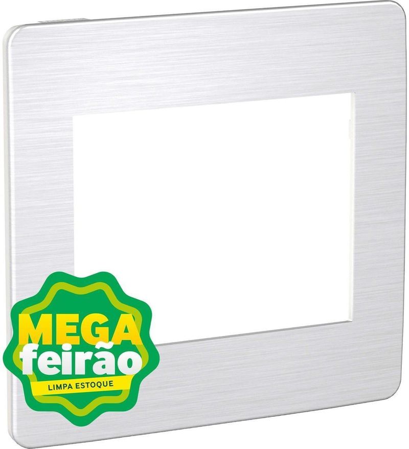 Placa-6-Postos-Orion-Schneider-Eletric-4x4-Cosmic-Grey-Branco-Aluminio
