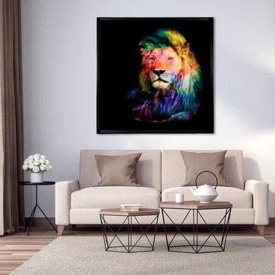 QUADRO-DECORATIVO-ARTE-PROPRIA-LEAO-COLORIDO-100X100CM