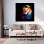 QUADRO-DECORATIVO-ARTE-PROPRIA-LEAO-COLORIDO-100X100CM