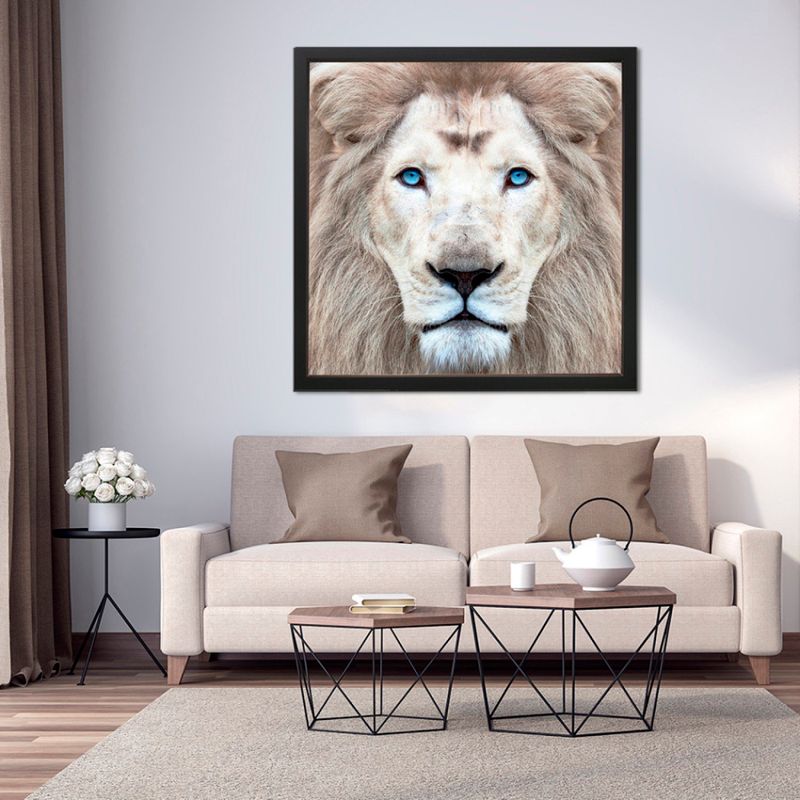 QUADRO-DECORATIVO-ARTE-PROPRIA-LEAO-BRANCO-100X100CM