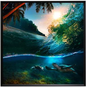 Quadro Decorativo Arte Própria Tartaruga No Mar 100x100cm