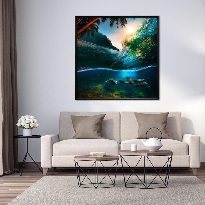 QUADRO-DECORATIVO-ARTE-PROPRIA-TARTARUGA-NO-MAR-100X100CM