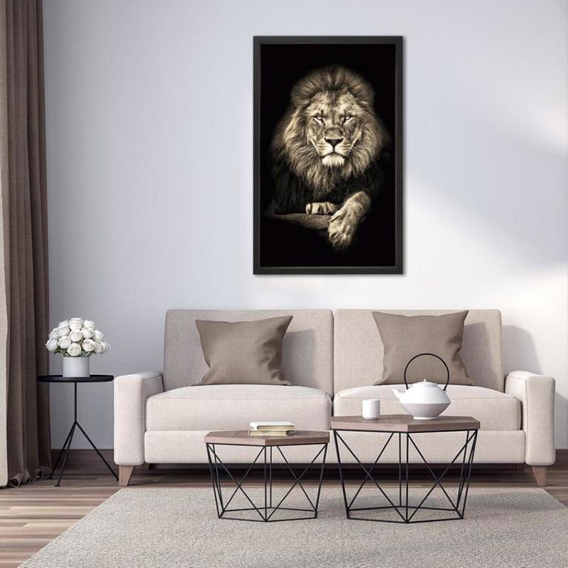 QUADRO-DECORATIVO-ARTE-PROPRIA-LEAO-SEPIA-II-80X50CM