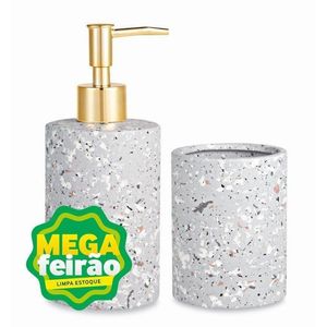 Kit Para Banheiro Mart Collection Cerâmica 2 Peça Cinza