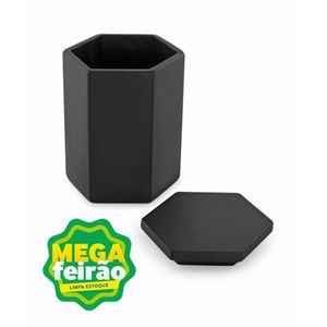Pote Decorativo Mart Collection Em Cimento Preto