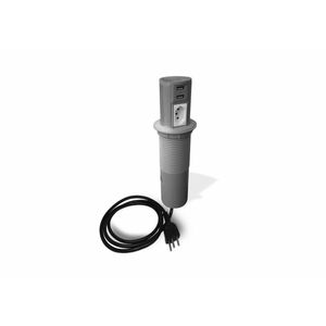 Mini Totem Torre Tomada Dutotec Para Mesa Automático 1 Tomada + 2 Usb Cinza