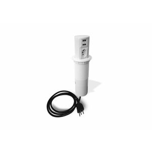 Mini Totem Torre Tomada Dutotec Para Mesa Automático 1 Tomada + 2 Usb Branco