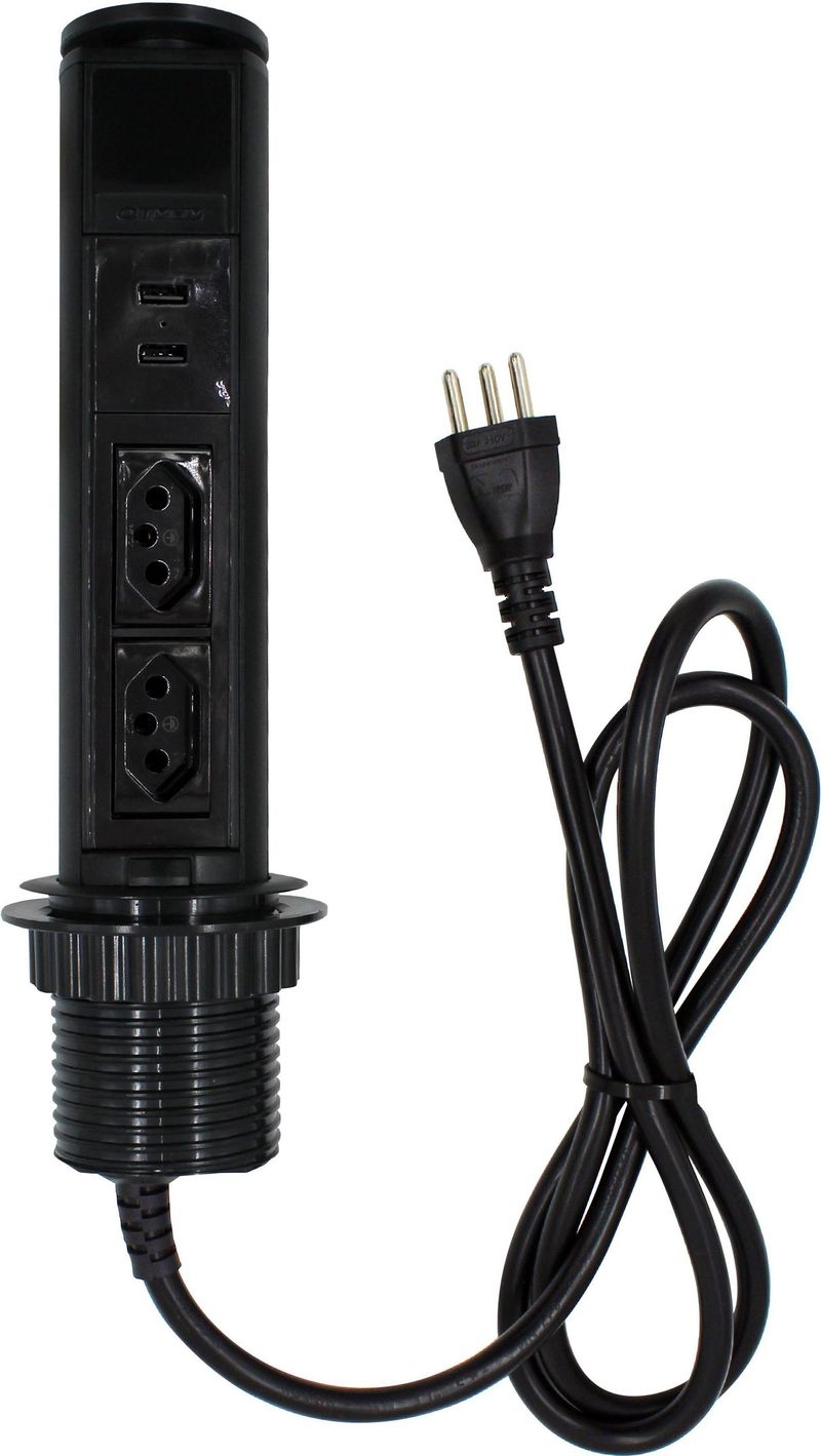 MINI-TOTEM-QTMOV-DUTOTEC-PARA-MESA-MANUAL-2-TOMADAS-ELETRICA--NBR-10A---2USB-PRETO