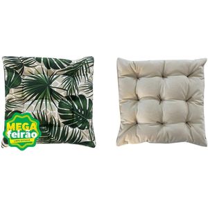 Almofada Futon RD Bege e Verde Floresta 40x40cm